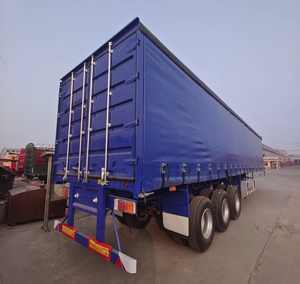 Semirremolque de 3 ejes con caja cerrada para transporte de carga, lona de PVC deslizante, 45FT 40FT, con cortinas laterales, precio especial para eventos - Product Image 1