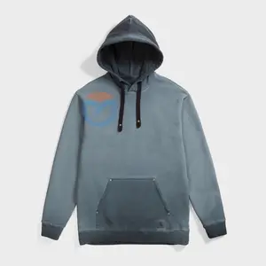 2024 ODM/OEM Custom Printing Logo Jumper Hooded Sweatshirt Acid Washed Cotton Oversized Long-sleeve Embroidery Hoodie For Men