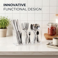 Organisateur de couverts en acrylique transparent, porte-couverts transparent à 3 sections, support en plastique pour la cuisine