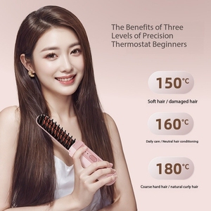 Brosse lissante sans fil en céramique rechargeable, peigne chauffant compact sans fil, brosse chauffante portable de voyage, 3 températures - Product Image 2