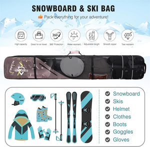 Longueur réglable 157-181 cm Sac de <span class=keywords><strong>ski</strong></span> de snowboard entièrement rembourré étanche pour planche d'aviation, bottes, vêtements, <span class=keywords><strong>casque</strong></span> et équipement - Product Image 2