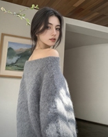 Pull luxueux et doux à épaules dénudées |   Pull en tricot surdimensionné et moelleux, élégant et décontracté pour elle