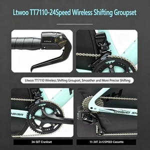 Vélo de course en carbone de qualité supérieure pour contre-la-montre, cadre en carbone T800, groupe électronique sans fil 24 vitesses, vélo de course en carbone fermé - Product Image 3