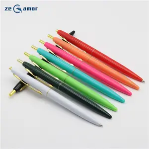 Zeamor Factory supplier Top selling logo customized click gold trim plastic promotional pen