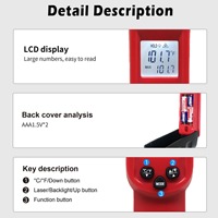 Termometer Laser inframerah Digital, industri layar LCD lampu latar dapat disesuaikan daya baterai untuk penggunaan rumah tangga dalam ruangan luar ruangan