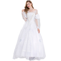Robe blanche pour femme, costume de la Reine Alice au pays des merveilles