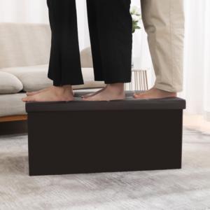 Puf Baúl de Almacenamiento Plegable de 76x38x38 cm en Piel de PVC, Suave y Duradero, Mueble Moderno para Entrada, Hotel, Dormitorio o Sala de Estar - Product Image 2