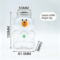 Joli pot de conservation alimentaire en plastique PET - Bouteille en forme d'ours assis pour aliments pour bébés, bouteille de 420 ml pour thé au lait