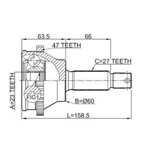 Arbre de transmission extérieur avec joint homocinétique 23X60X27 pour Hyundai, Alfa Romeo, <span class=keywords><strong>Volvo</strong></span>, VW, Mercedes-Benz – Référence OEM 49507-38D00 - Product Image 2