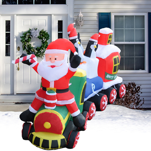 Weihnachtsmann auf Zug mit 3 Pinguinen Weihnachts-Aufblasbare Dekoration Aufblasbarer Weihnachtsmann - Product Image 6