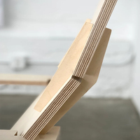Chaise de salle à manger d'extérieur basse sans vis avec dossier et accoudoirs, en contreplaqué, design moderne, pour bar à domicile, bureau à domicile, parc