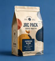 Sacs à café imprimés sur mesure, qualité alimentaire, étanches à l'humidité, avec valve et fermeture éclair, 250g 1kg 5lb, emballage pour grains de café, fond plat
