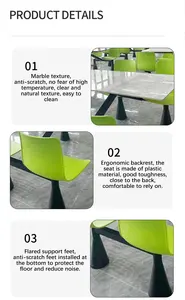 4 People Use Food Court Restaurant Dining Table And Chair Manufacturers Wholesale Rock Plate Dining Table And Chair Combination