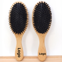 Brosse à cheveux ovale haut de gamme avec logo personnalisé, manche en bambou, poils de sanglier et nylon mélangés, pour le soin des cheveux