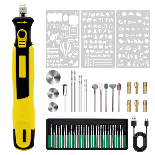 USB Charging Cordless Mini Drill 3692 Stepless Speed Regulating for DIY Hand Engraving Polishing and Sanding 55PC
