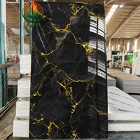 Panneau mural en feuille de marbre PVC UV, imperméable, ignifuge, haute brillance, installation facile pour la décoration intérieure d'hôtel