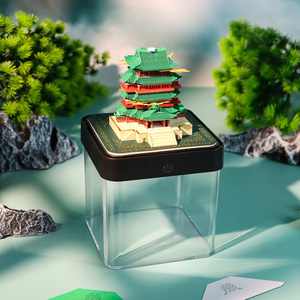 Blocco Note 2027 del Padiglione Tengwang, Ispirato al Tradizionale Padiglione Cinese con Tetto Verde, Decorazioni in Carta Intagliata, Luce Notturna e Calendario 2027 - Product Image 3