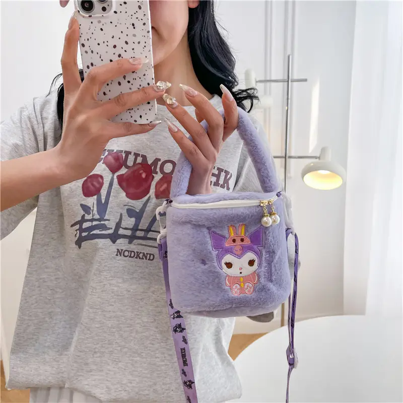 Yanxiannv cpc Sanrio сумка большой емкости Sanrio плюшевая сумка мультяшная мелодия Kuromi Sanrio женская сумка