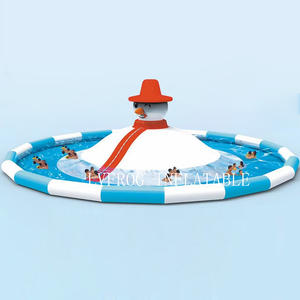 Parc aquatique gonflable géant d'extérieur <span class=keywords><strong>avec</strong></span> toboggan aquatique et grande <span class=keywords><strong>piscine</strong></span>, thème ours polaire - Product Image 4