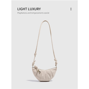 New Trendy All-Seasons Casual Women's PU Mini Horn Crossbody <b>Handbag</b> Zippered Design Fashion Messenger Bag Adjustable <b>Strap</b> - Product Image 5