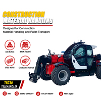 Chariot télescopique diesel 3 tonnes 3000 kg, hauteur de levage 7 m, 4x4, certifié CE, Euro 5, pour agriculture et construction