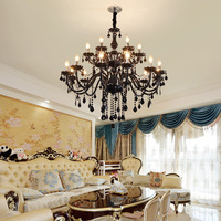 Lustre moderne en cristal noir, luminaires en cristal, lustres de plafond LED, décoration de plafond pour mariage