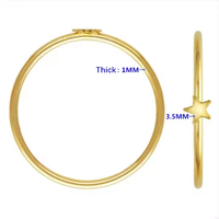 Bague en or 14 carats plaqué or, disque de 4 mm, cœur empilable de 3,5 mm, étoile simple de 1 mm d'épaisseur, pour femme, cadeau bijoux