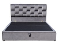 Lit de rangement moderne double avec sommier, nouveau design, best-seller, cadre en bois, tissu en velours
