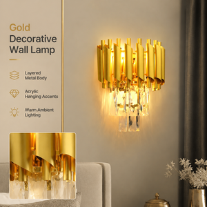 Modern Decorative <b>Wall</b> Lamp Gold Metal Acrylic E27 2W Warm White Indoor For Bedroom Living Room Hotel Villa Home - Product Image 2