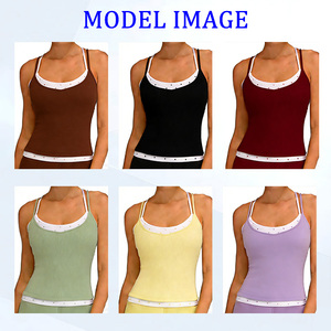 Débardeur de yoga premium 2-en-1 à motif pois, haute élasticité, <span class=keywords><strong>couleur</strong></span> contrastante, pour femme, idéal pour le fitness, le Pilates et les loisirs - Product Image 3