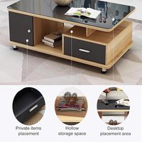 Table basse moderne de luxe européenne en bois avec plateau en verre trempé pour salon