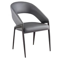 Chaise de salle à manger moderne en cuir PU, dossier rembourré, pieds en fer, assise ergonomique, mobilier imperméable pour la maison et l'hôtel