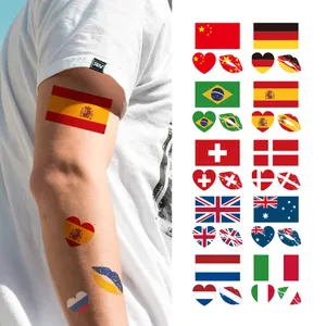 2024 monde pays drapeau temporaire étanche Football tatouage autocollant pour corps diverses compétitions événement mode cadeau fait papier