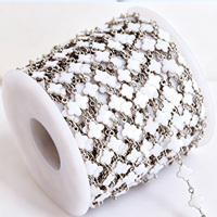 Chaînes Trèfle en Acier Inoxydable Plaqué Or 18K PVD Émail, Chaîne Trèfle à Quatre Feuilles 10 Mètres/Rouleau, Chaîne de Bijoux Permanents DIY