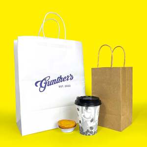 Sacs en papier kraft brun jetables avec poignée, sacs cadeaux/alimentaires de luxe personnalisés en gros ZJPACK - Product Image 4