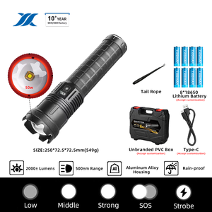 Linterna LED <span class=keywords><strong>de</strong></span> 50W <span class=keywords><strong>de</strong></span> Alto Lumen, Linterna Láser, Súper Brillante, con Zoom, Recargable, Fabricada en <span class=keywords><strong>Alemania</strong></span> - Product Image 4