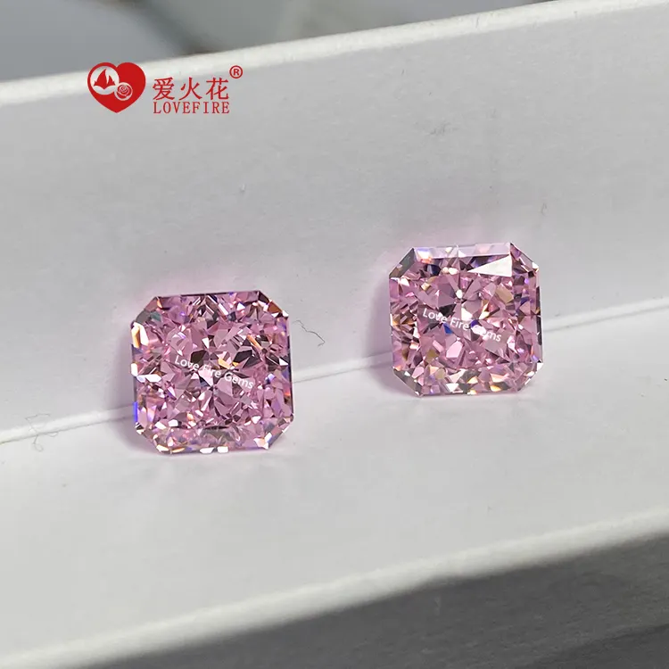 Pronto stock fancy artificial cz stone yellow square octagon 4K ice flower cut cz crushed ice cubic zirconia