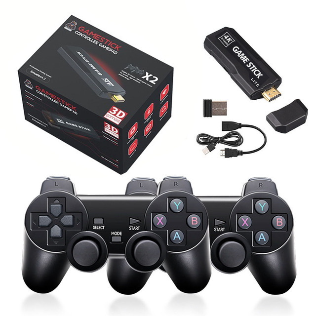 X2 Plus 128G 40000+ Game GD10 4K Game Stick 3D HD Retro Video Game Console Wireless Controller TV Emulator for Christmas Gift