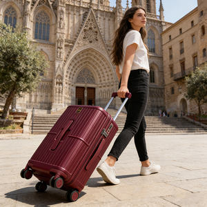 Ensembles <span class=keywords><strong>de</strong></span> bagages <span class=keywords><strong>2</strong></span> pièces, bagage à roulettes <span class=keywords><strong>de</strong></span> 26 pouces, valise rigide 30/70, bagage <span class=keywords><strong>de</strong></span> coffre bordeaux personnalisé - Product Image 2