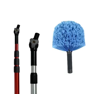 Qiyun customized telescopic aluminum handle pole PVC PP soft bristle fiber spider brush Cobweb Duster for ceiling fan clean