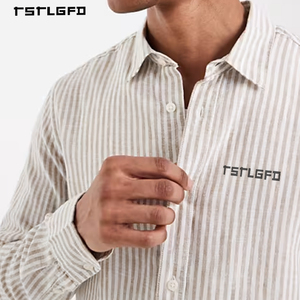 Custom Men's Outerwear Utility Shirt Beige Cotton Twill Oversized Fit <b>Button</b>-Down Streetwear Essentials - Product Image 5