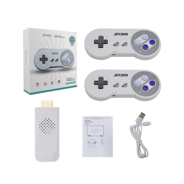 SF900 Retro Handheld Game Console with Dual Wireless Controller Supports FC/GB/SFC/GBC Games 4K Resolution