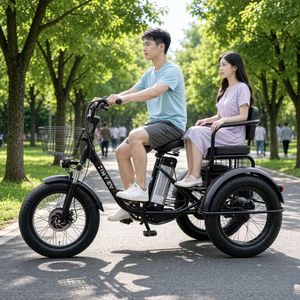 Tricycle électrique 20*4 pouces avec batterie au lithium 48V 15AH, moteur sans balais et cadre en acier au carbone pour le transport de passagers et de marchandises - Product Image 5