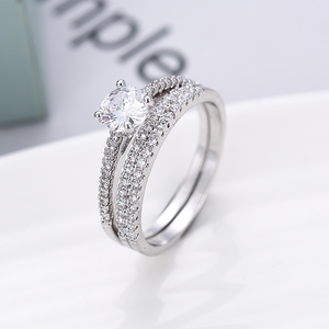 Alianças de Casamento Femininas Modernas em Latão com Zircônia, Banhadas a Ouro e Ouro 18K para Noivado, Casamento, Aniversário e Presente de Festa - Product Image 1