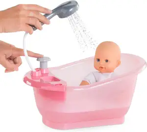 12 "& 14" 인형을위한 샤워 액세서리가있는 아기 인형 욕조 놀이 세트