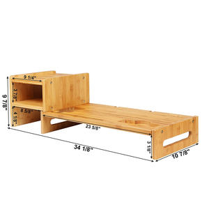 Support de moniteur en bambou 5 pouces, Riser en bois, pour ordinateur de bureau, étagère de bureau, organisateur avec tiroir - Product Image 4