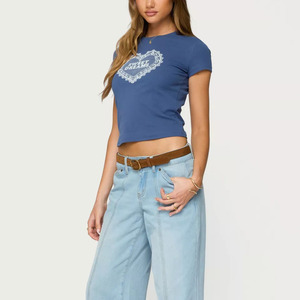 Maßgeschneiderte Großhandels-T-Shirts für Mädchen, Weiß, Kurz Geschnitten, Bulk, Siebdruck, Baumwolle 180 g/m², Eng Anliegendes Crop <span class=keywords><strong>Top</strong></span>, T-Shirts für Damen - Product Image 4