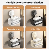 YOTO Porte-savon mural transfrontalier à ventouse en ABS/PVC, sans perçage, double couche, drainage optimal, haut de gamme pour salle de bain