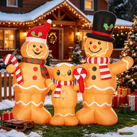 Décoration de Noël gonflable illuminée de 6,3 pieds, amusante, en forme de famille de bonshommes en pain d'épices, pour l'extérieur, pour la cour, pour les fêtes