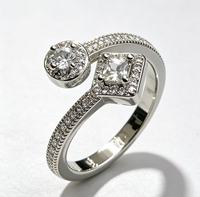 Bague en zircon plaqué platine, micro-pavée, bijoux minimalistes